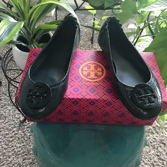 Tory Burch Shoes - Tory Burch Reva Tumbled Patent Ballet Flats 8